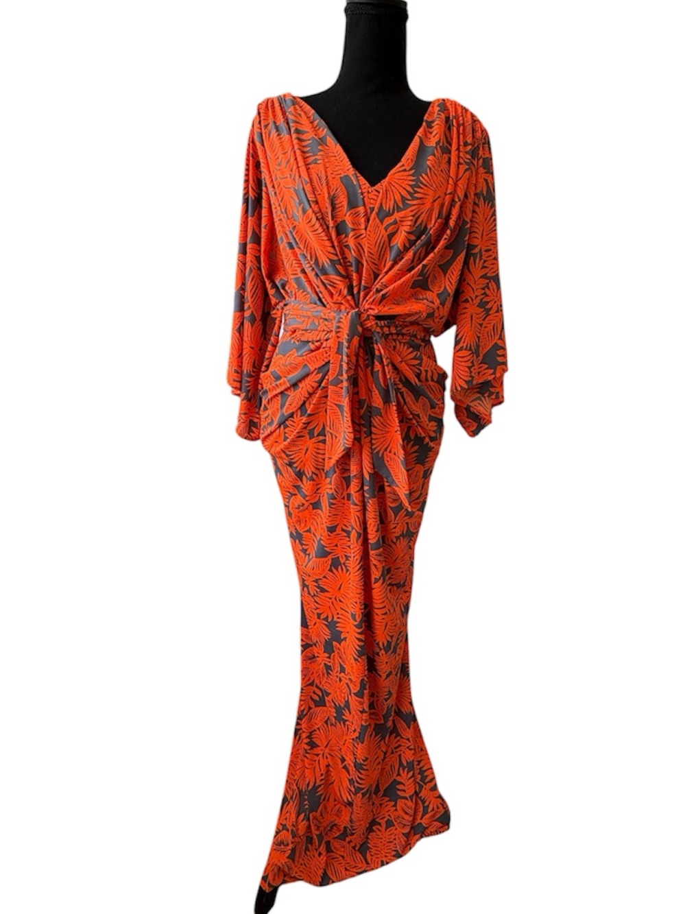 Filtre byAnthropolgie OrangeGrey
Floral Print Maxi Wrap Flutter Kimono Dress SzS